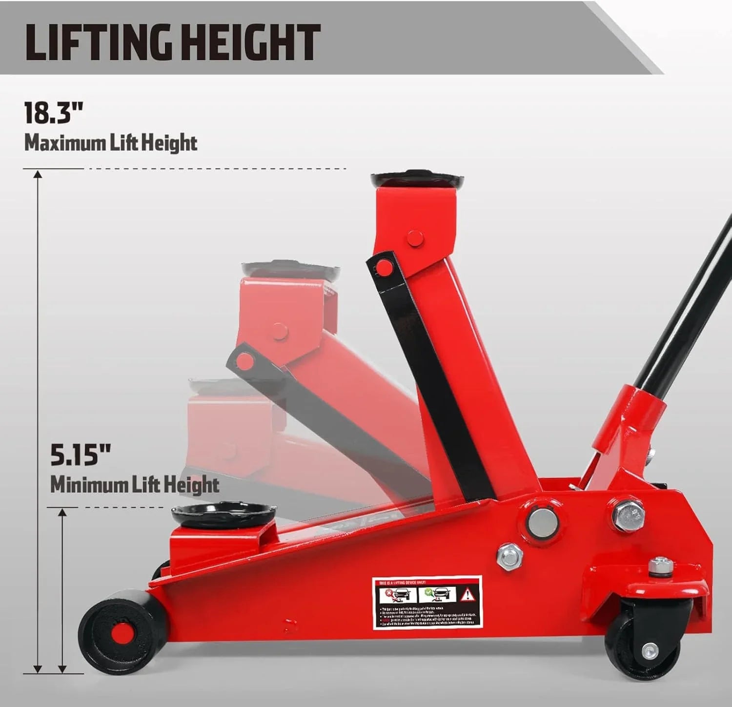 3 Ton Low Profile, Featuring Aluminum and Steel Racing Floor Jack with Dual Pistons Quick Lift Pump for Sport Utility Vehicle, Lifting Range 3-15/16-inch Min to