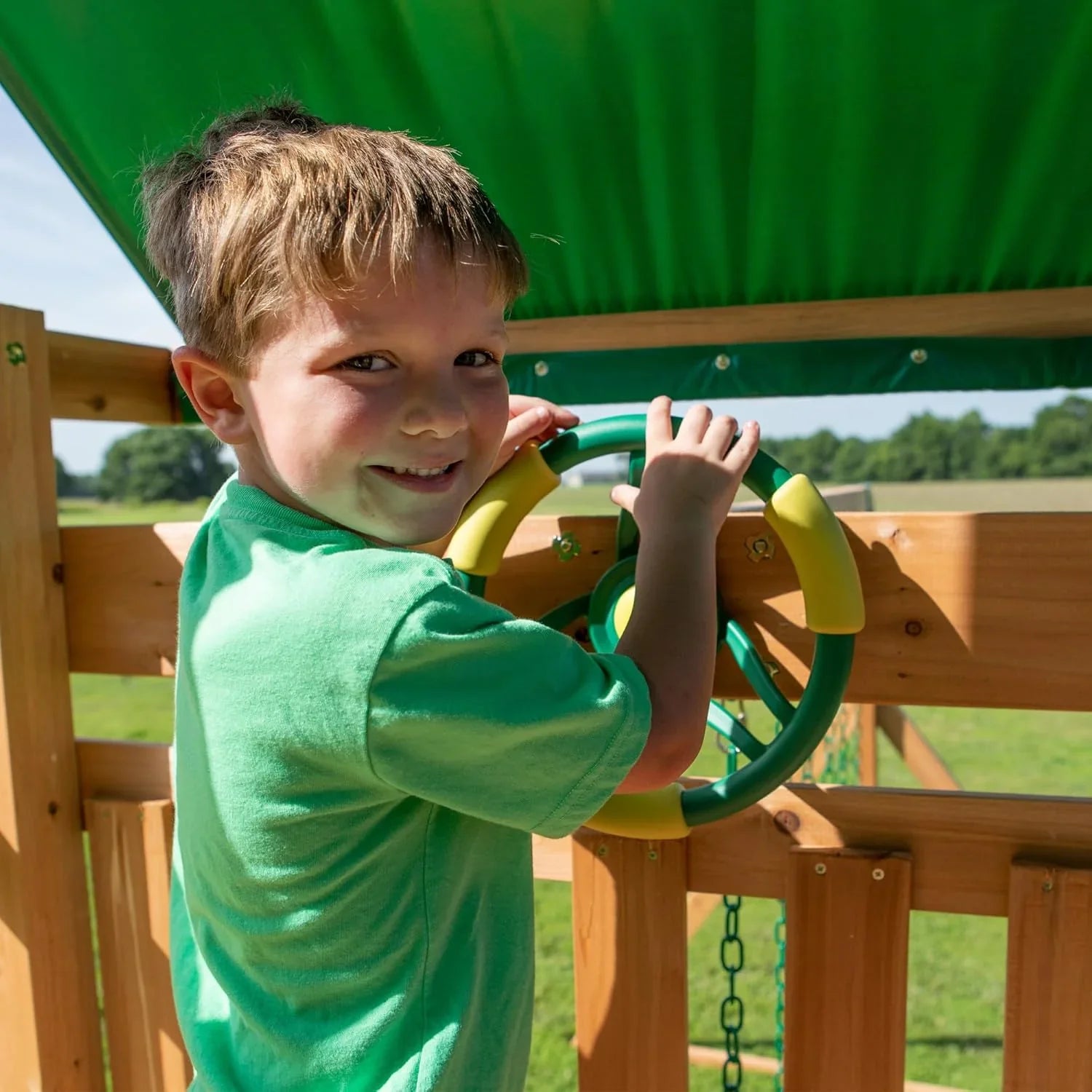 Swing Set - Mount Mckinley Cedar Wood, Featuring Wave Slide - Play Deck, Double Rock Wall, Rope Ladder, Web Swing, Belt Swings, Toy