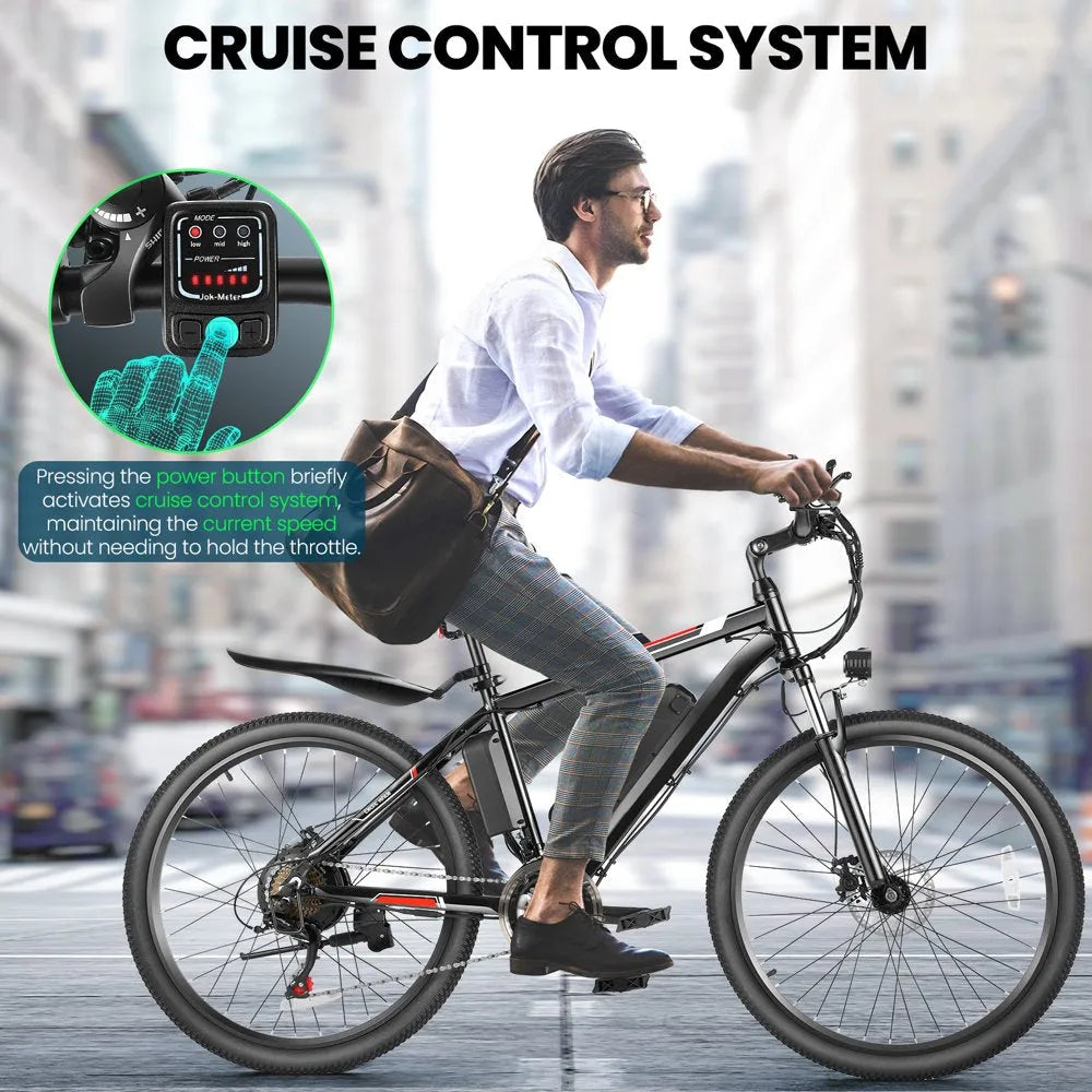 Electric Bike - 500W, 26-inch Electric Bicycle - Designed for Adults with Cruise Control System Ebike