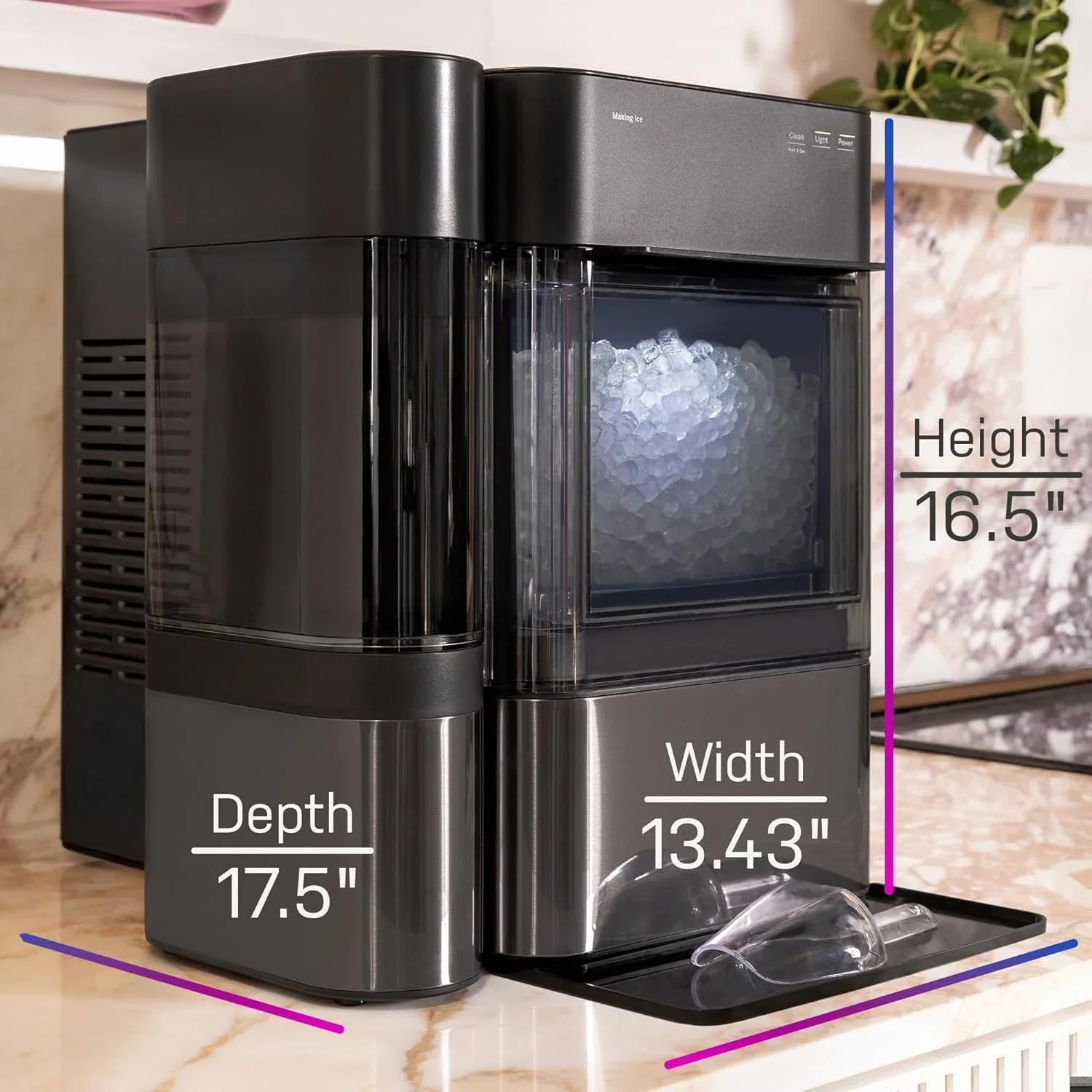 Tank - Opal 2.0 XL with 1 Gallon - Chewable Crunchable Countertop Nugget Ice Maker, Scoop Included, 38 Lbs in 24 Hours, Pellet Ice Machine