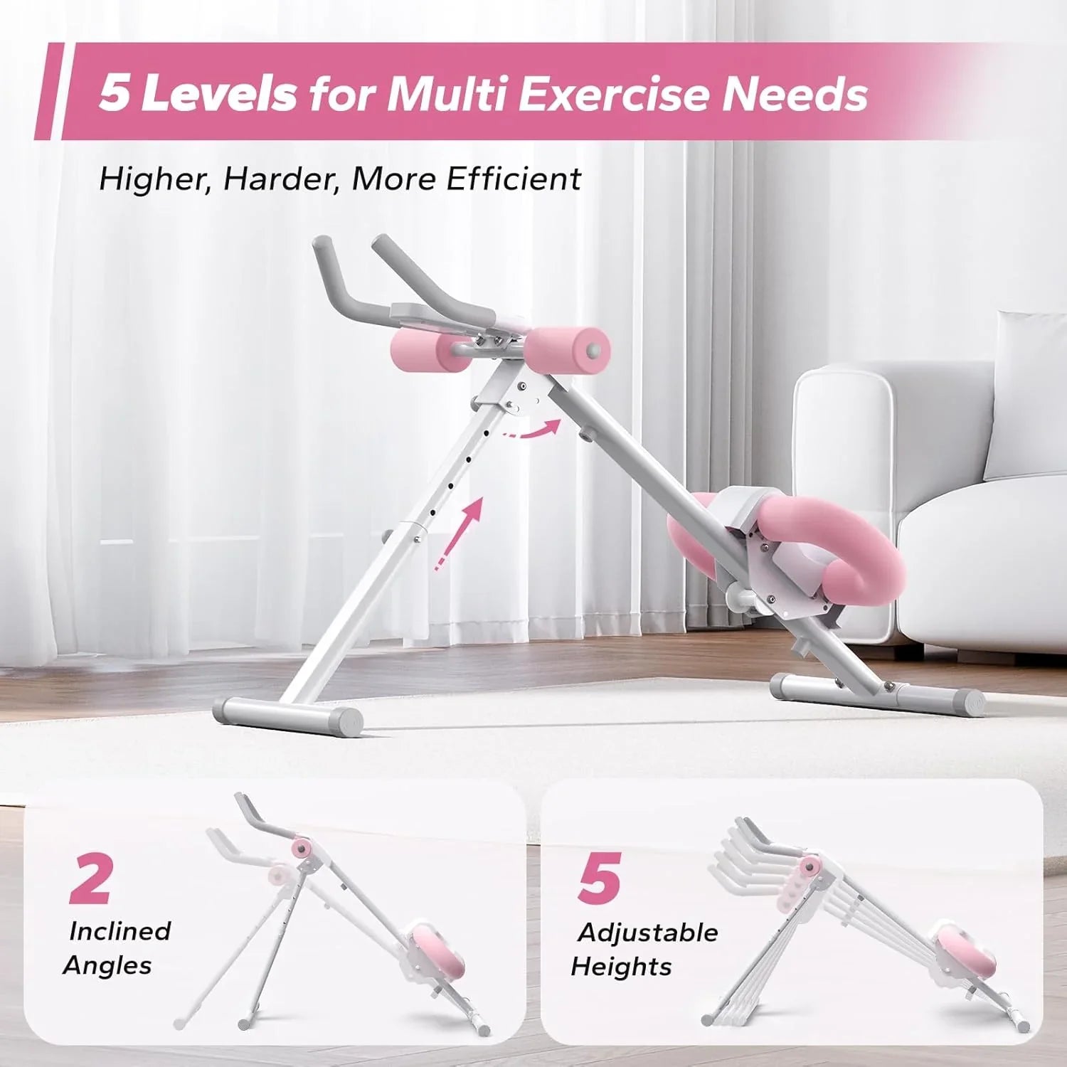 Workout Equipment, Featuring Adjustable Ab Trainer Machine for Abs Workout at Home Gym, Foldable, Knee Protection, Abdominal Trainer for Stomach Workout