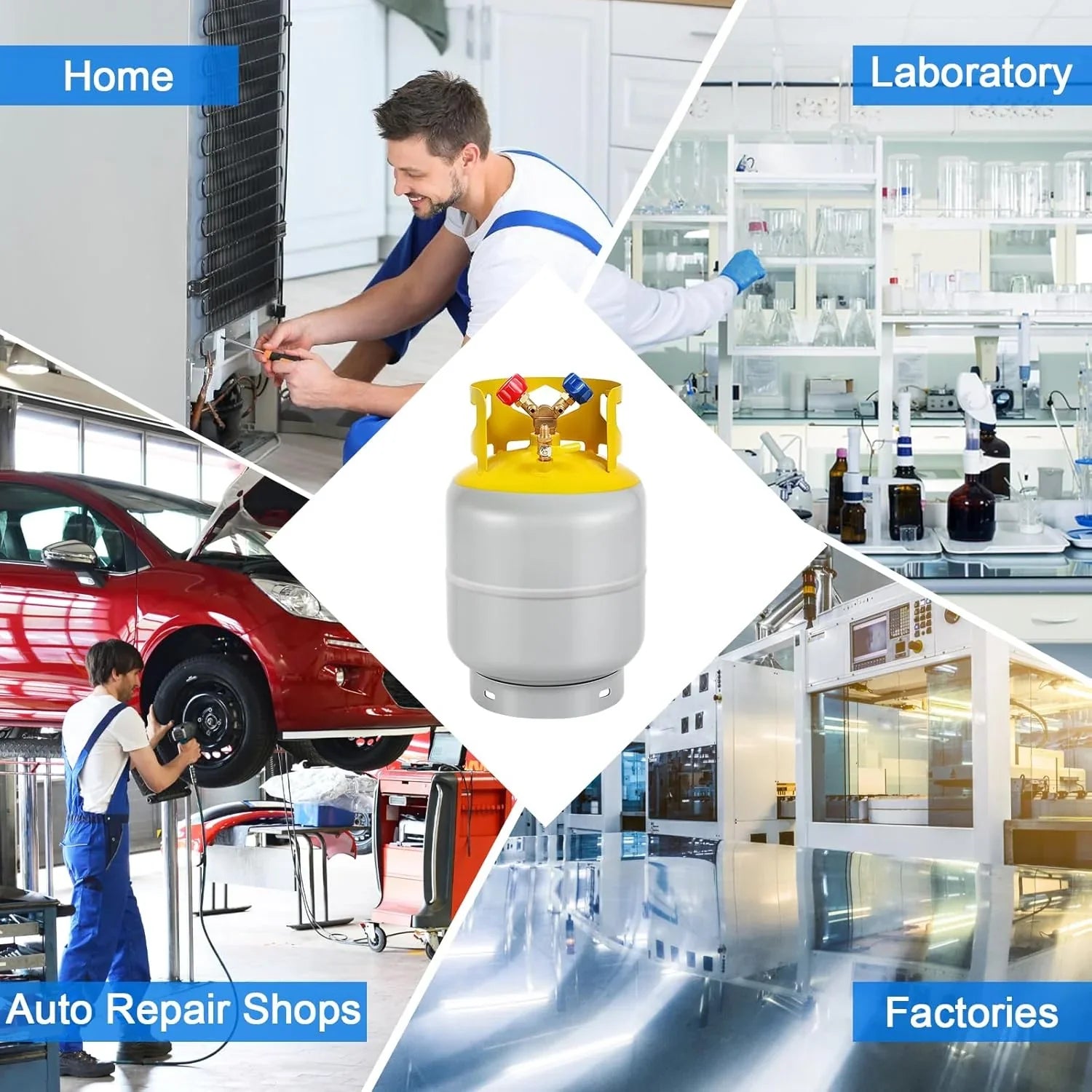 Refrigerant - 30 LB, Recovery Tank for R12 - R22, R134A, R410A Refrigerant with 1/4 SAE Y-valve Liquid/vapor Reclaim Tank AC Freon Recovery Tank