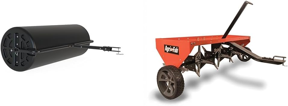 Lawn Roller - 45-0604 18-inch X 48-inch Tow Behind Poly, 550 Lbs Weight with Water - Poly Drum and Steel Frame, With Plug. Designed for Lawn