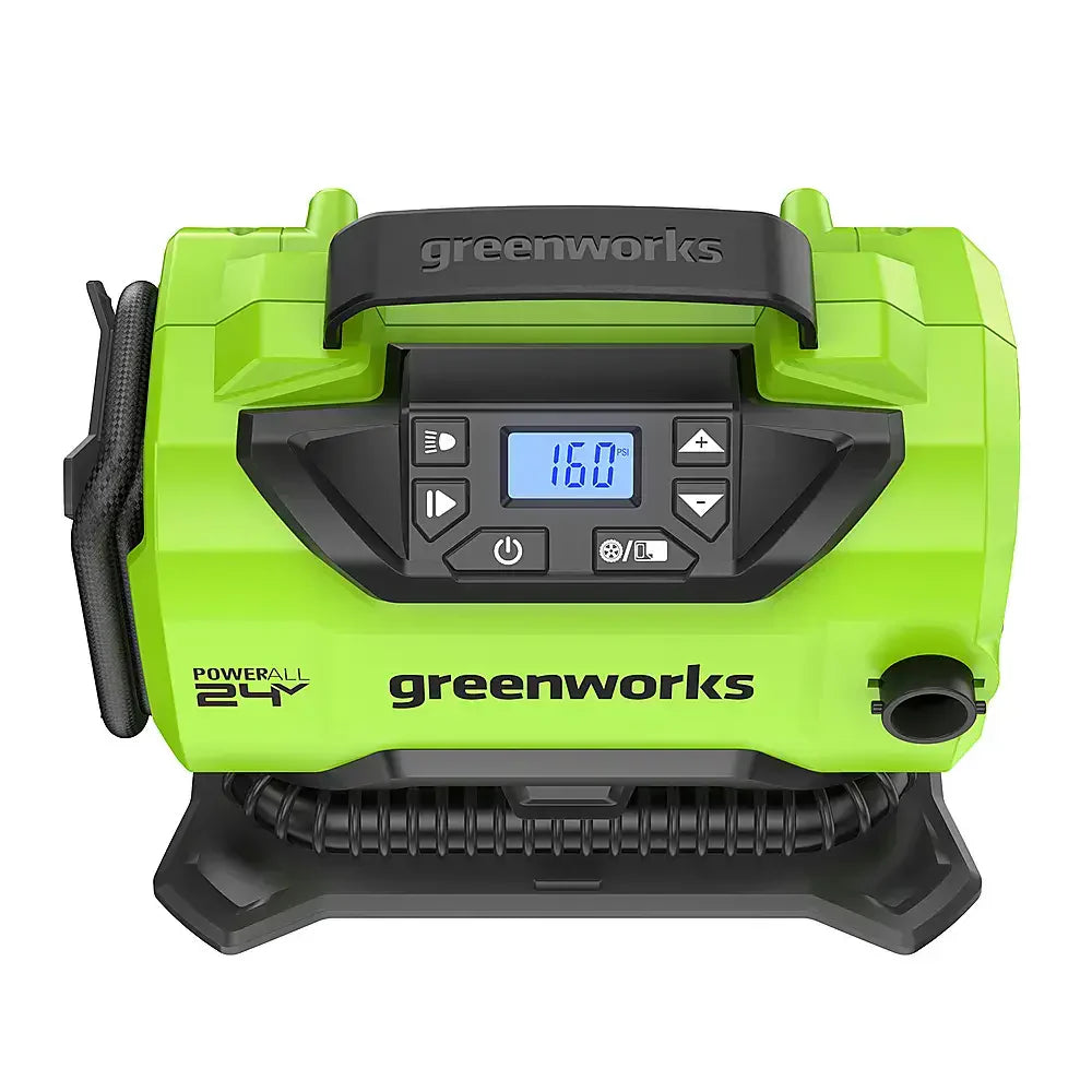 Inflator - 24 Volt Battery Powered 160-PSI, Featuring 2.0 Ah USB-C Battery and Charger - Green Finish