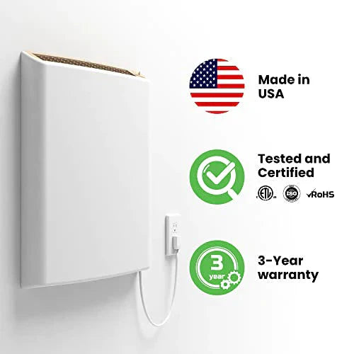 Envi Plug-in Electric Panel Wall Heaters for Indoor Use, Featuring Energy Efficient 24/7 Heating W/safety Sensor Protection
