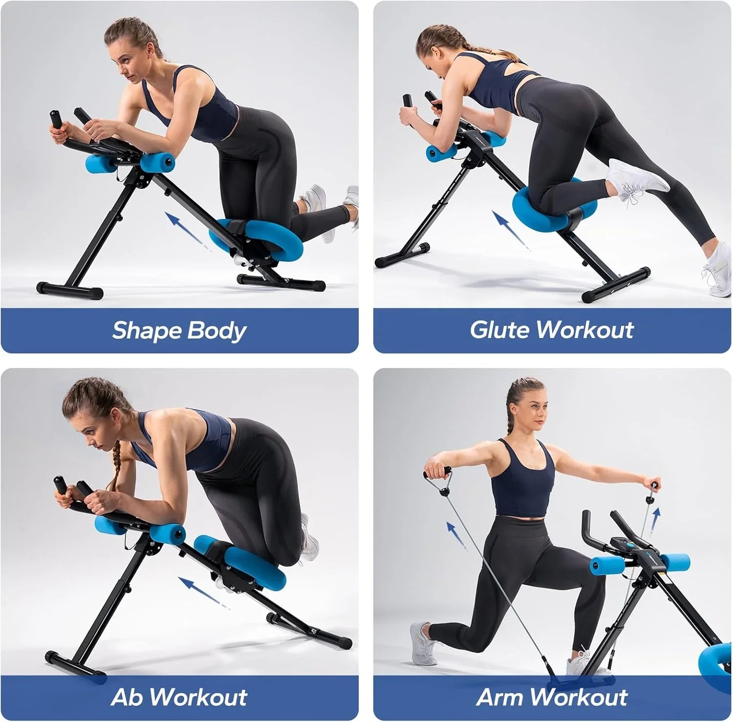 Workout Equipment, Featuring Adjustable Ab Trainer Machine for Abs Workout at Home Gym, Foldable, Knee Protection, Abdominal Trainer for Stomach Workout