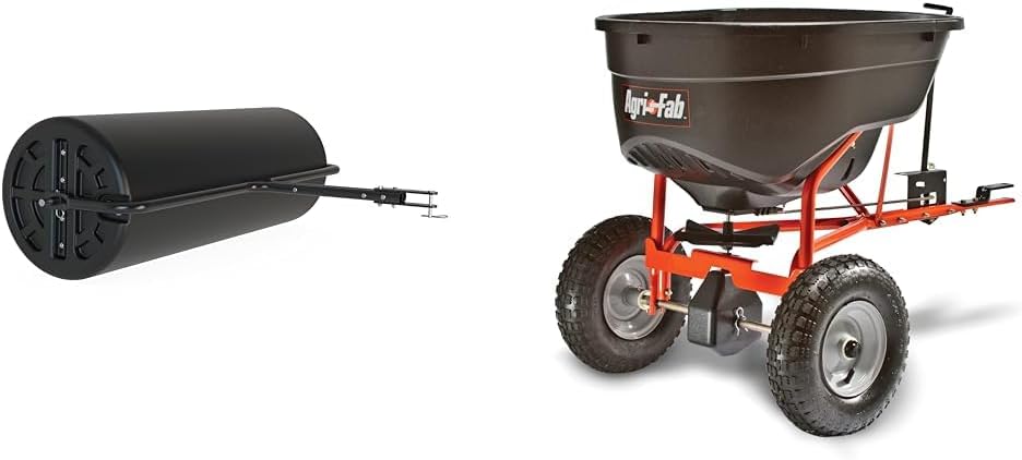 Lawn Roller - 45-0604 18-inch X 48-inch Tow Behind Poly, 550 Lbs Weight with Water - Poly Drum and Steel Frame, With Plug. Designed for Lawn