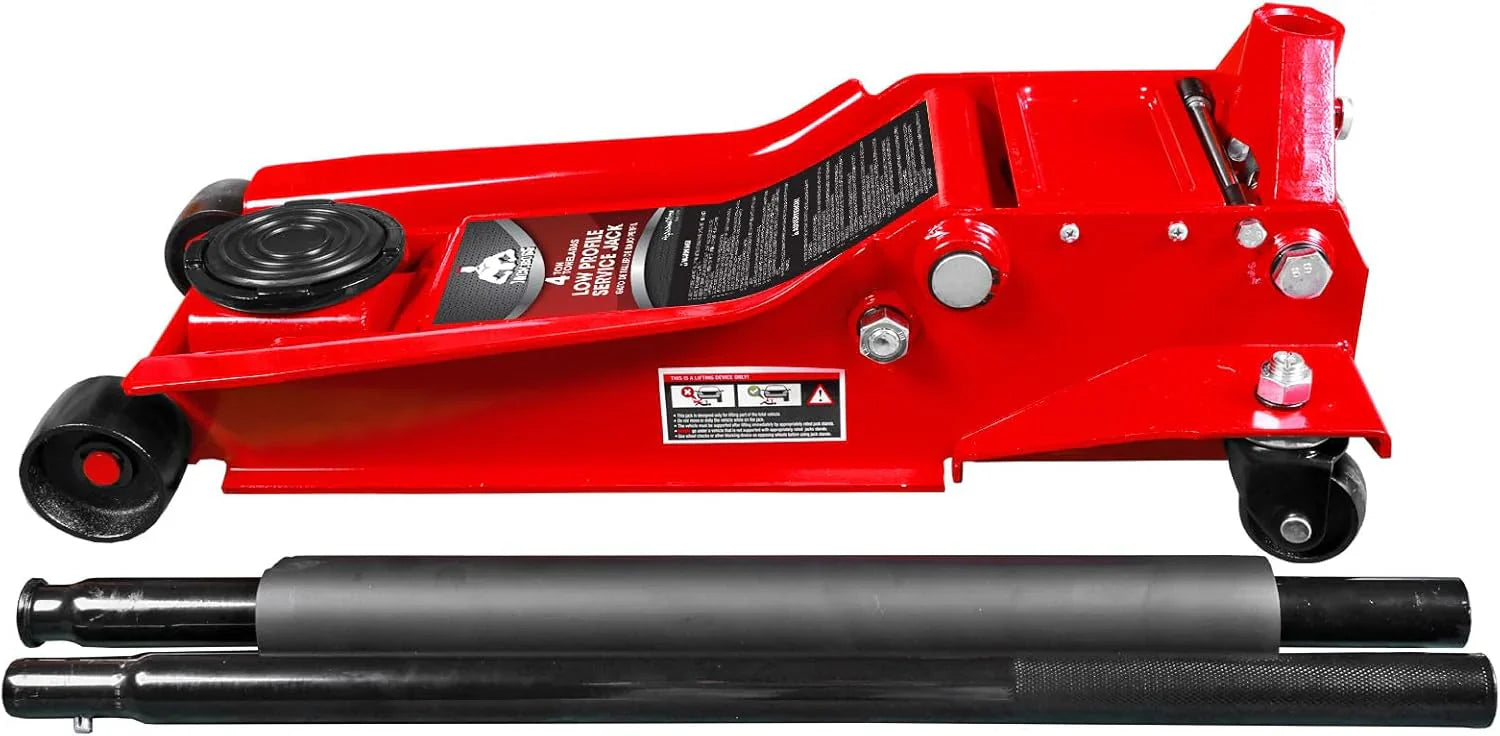 3 Ton Low Profile, Featuring Aluminum and Steel Racing Floor Jack with Dual Pistons Quick Lift Pump for Sport Utility Vehicle, Lifting Range 3-15/16-inch Min to
