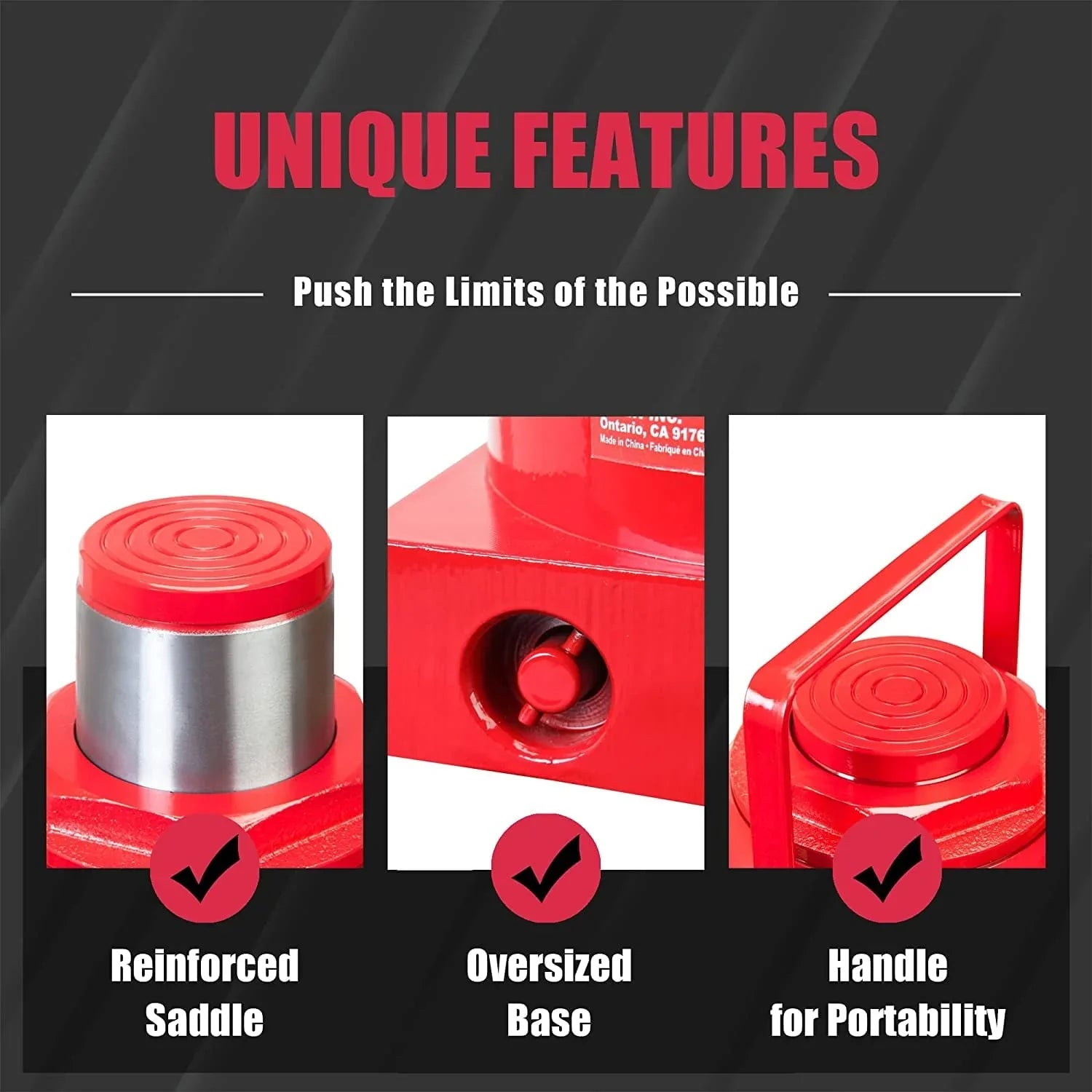 Bottle Jack - BIG RED 50 Ton Low Profile Hydraulic, Welded Construction - Designed for Automotive and Heavy Lifting