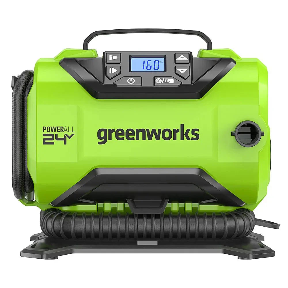 Inflator - 24 Volt Battery Powered 160-PSI, Featuring 2.0 Ah USB-C Battery and Charger - Green Finish
