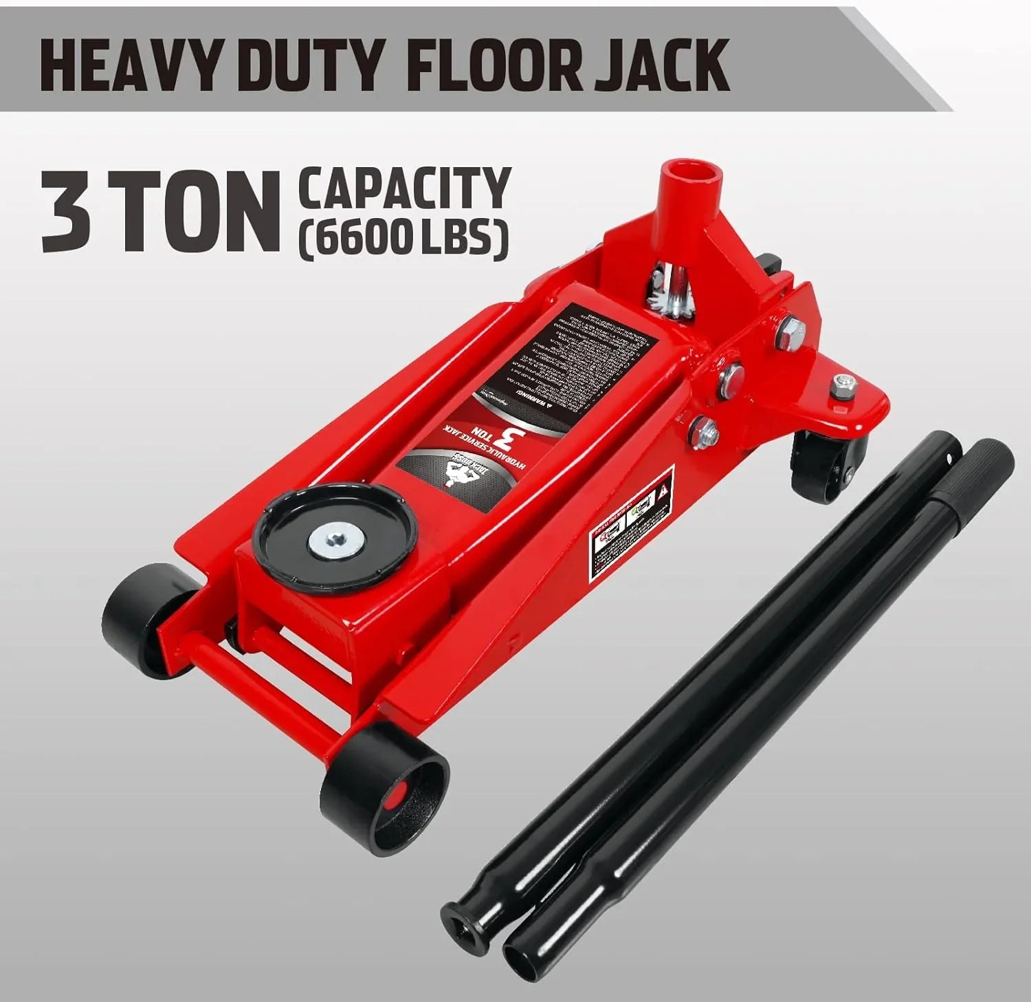 3 Ton Low Profile, Featuring Aluminum and Steel Racing Floor Jack with Dual Pistons Quick Lift Pump for Sport Utility Vehicle, Lifting Range 3-15/16-inch Min to