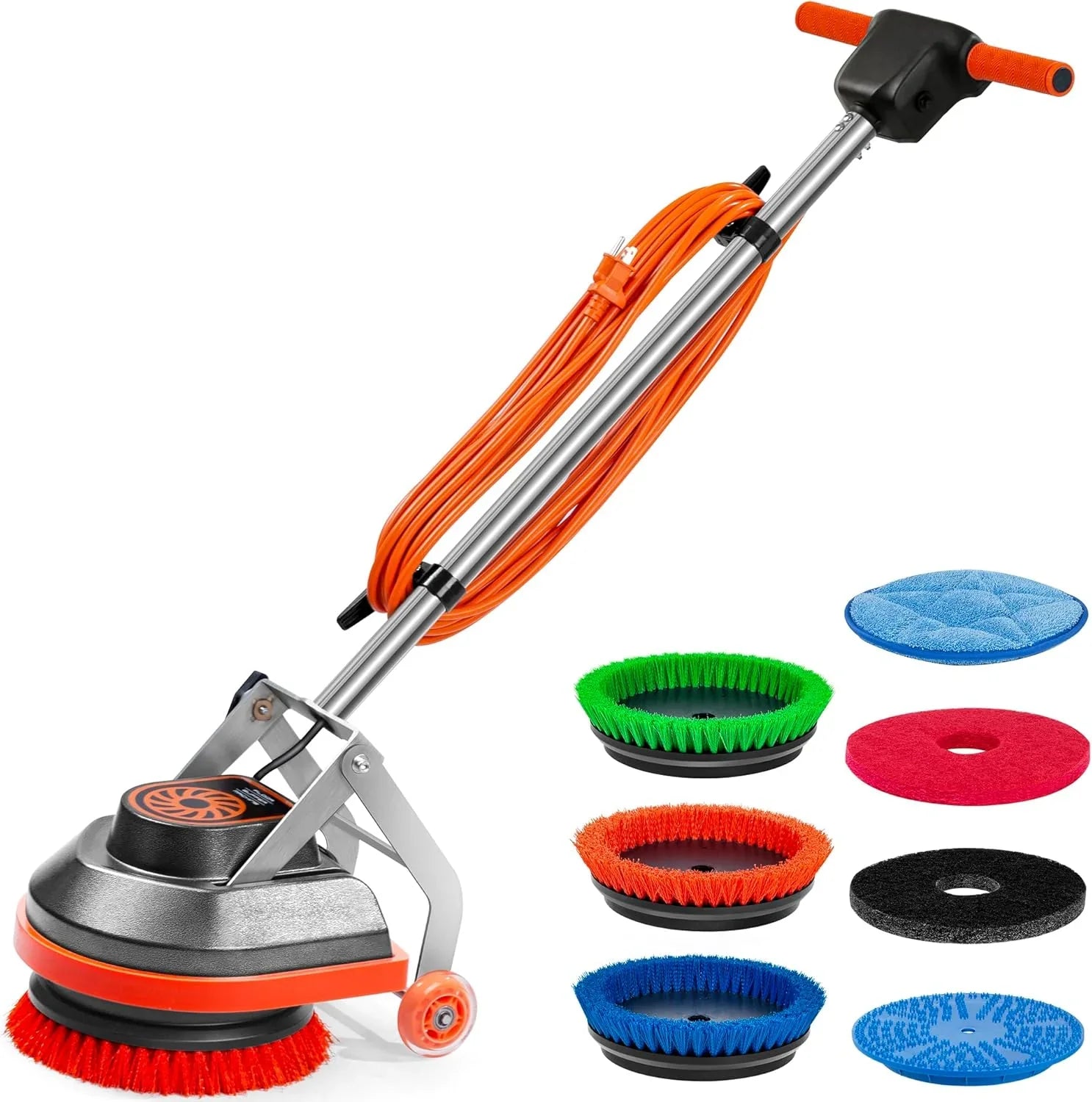 Floor Scrubber Machine - Commercial, Featuring Brushes and Pads - Heavy Duty Floor Buffer Polisher and Cleaner, Deep Cleaning Tile and Grout, Hardwood