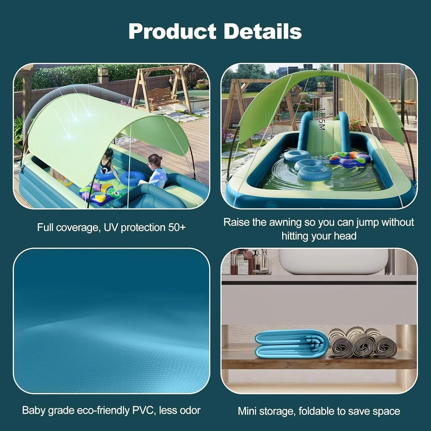 Swimming Pool - Inflatable, Featuring Water Slide - Inflatable Slide Water Pool with Awning, Inflatable Mega Bouncy Castle Water Park, Swim Centre