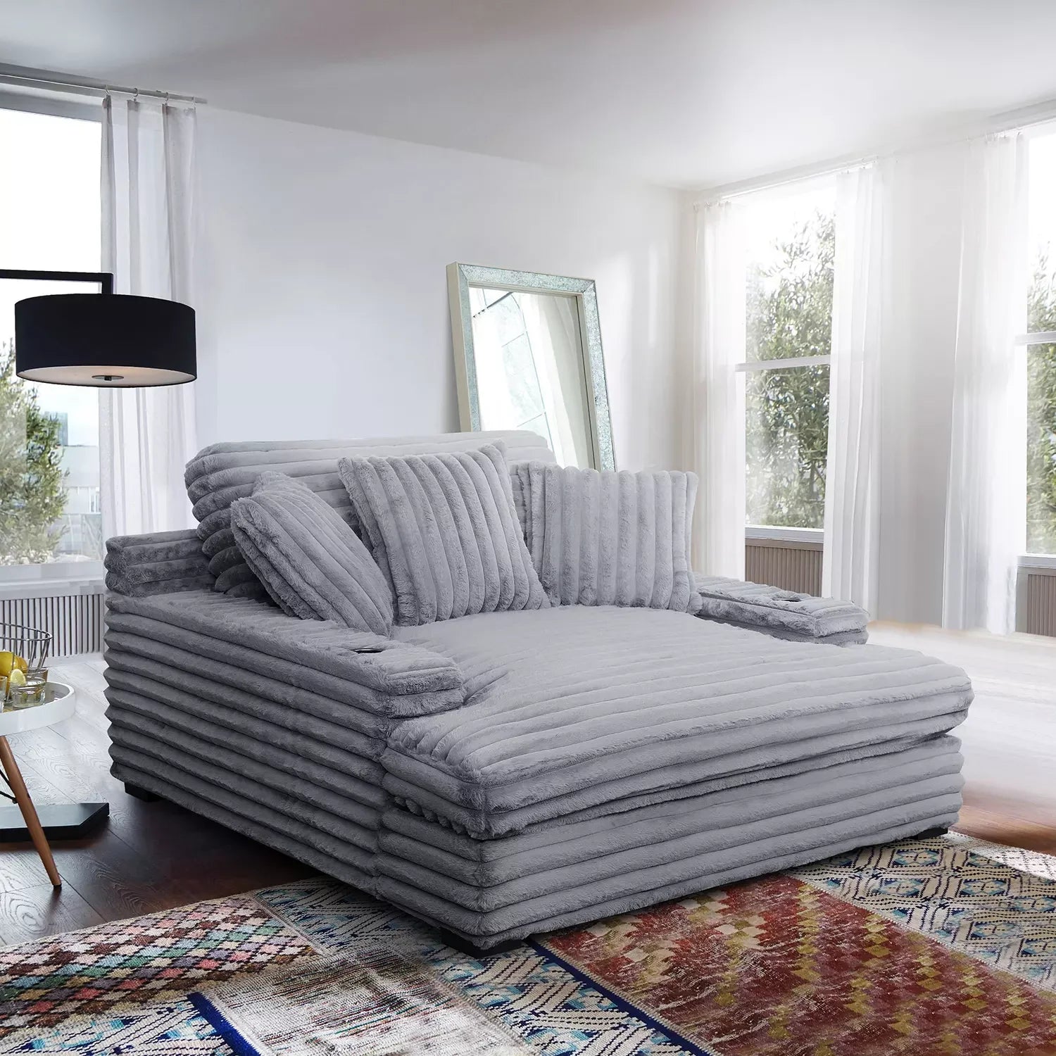 Chaise Lounge z podwójny Cupholders i ładowanie Ports