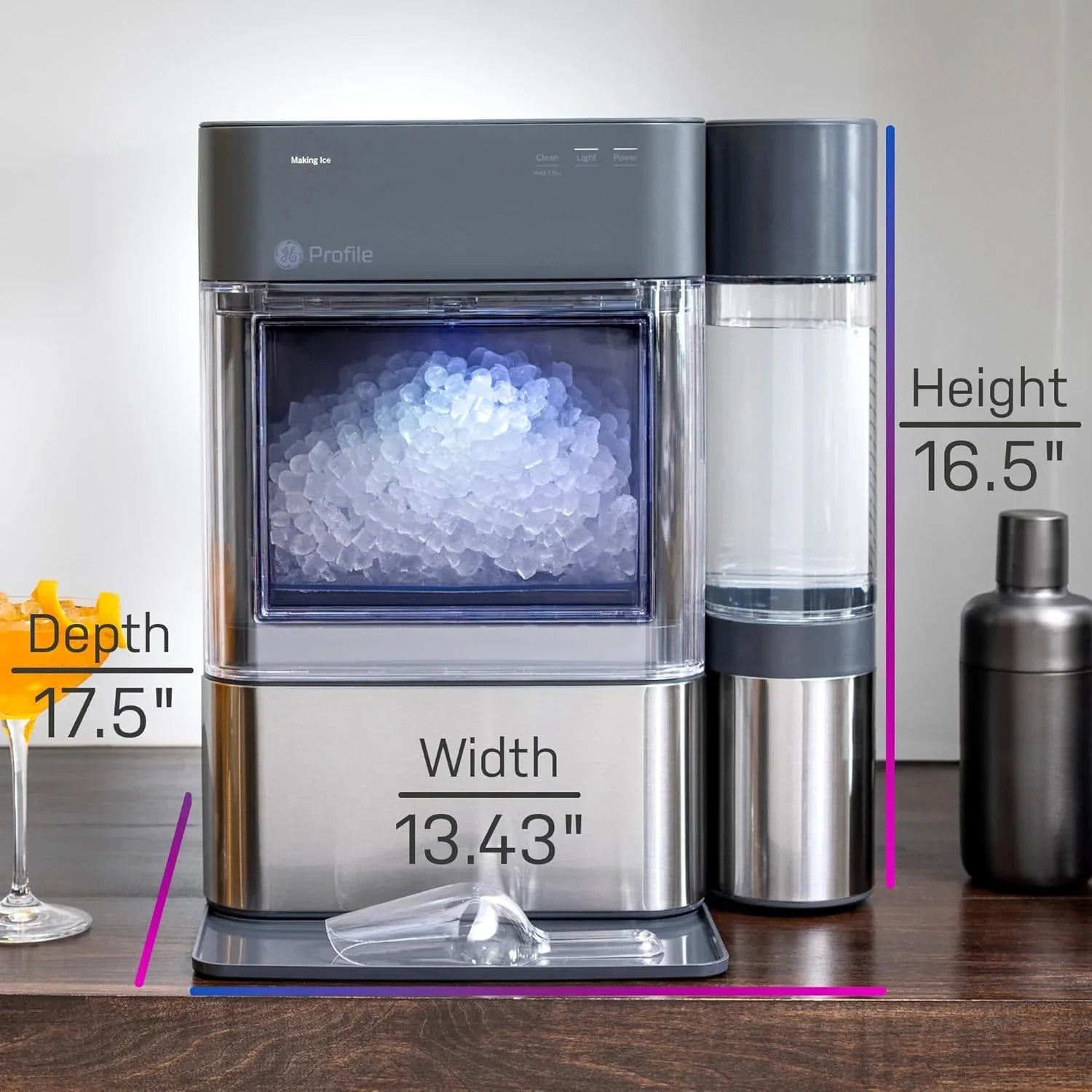 Tank - Opal 2.0 XL with 1 Gallon - Chewable Crunchable Countertop Nugget Ice Maker, Scoop Included, 38 Lbs in 24 Hours, Pellet Ice Machine